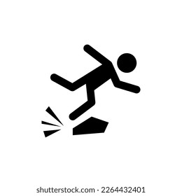 Man tripping over on floor, person injury symbol illustration
