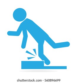 Man Tripping Over On Floor, Person Injury Symbol Illustration