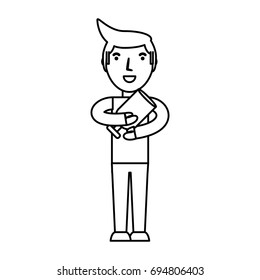 Man with trophy cup cartoon