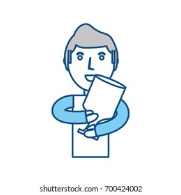 Man with trophy cup cartoon
