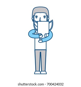 Man with trophy cup cartoon