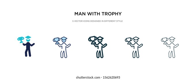 man with trophy icon in different style vector illustration. two colored and black man with trophy vector icons designed in filled, outline, line and stroke style can be used for web, mobile, ui