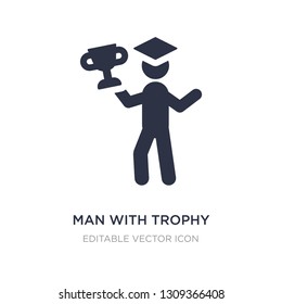man with trophy icon on white background. Simple element illustration from Education concept. man with trophy icon symbol design.