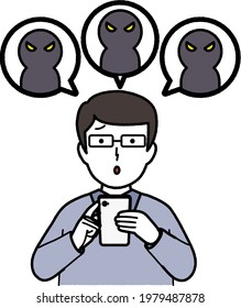 A man in trouble with a smartphone