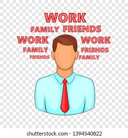 Man with troubles over head icon. Cartoon illustration of human emotion vector icon for web design