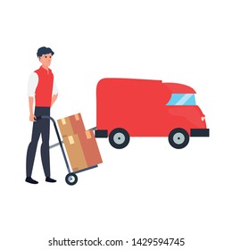 man truck fast delivery logistic