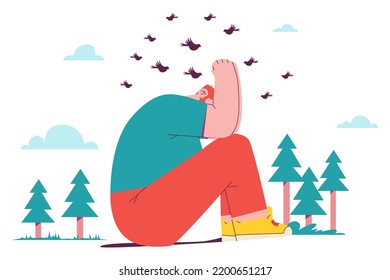 A Man Try to Cover His Face Because of His Biggest Fear to Bird