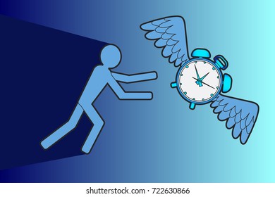 Man trying to catch flies clock illustration