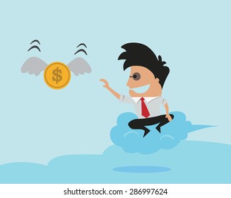 Man trying to catch money