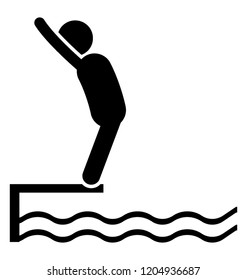 Man trying to jump in pool depicting swimming icon 