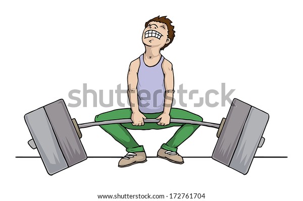 Man Trying Lift Very Heavy Weight Stock Vector (Royalty Free) 172761704