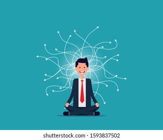 Man trying to make a decision. Difficult choices in business concept. Vector illustration in cartoon character style design
