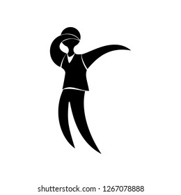 man in t-shirt doing dabbing move. logo vector design