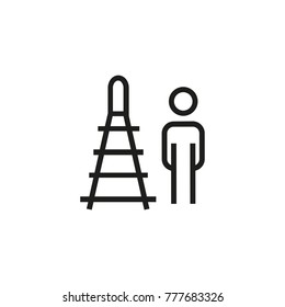 Man and tunnel line icon