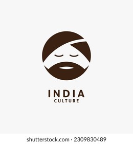 Hombre en turbante para diseño de logo de cultura india