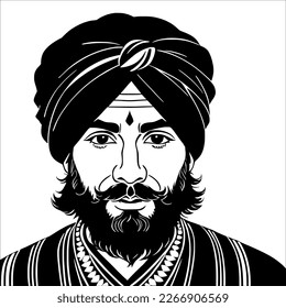 A Man with a Turban and a Long Beard: Symbolizing Wisdom, Respect, and Strength. 
