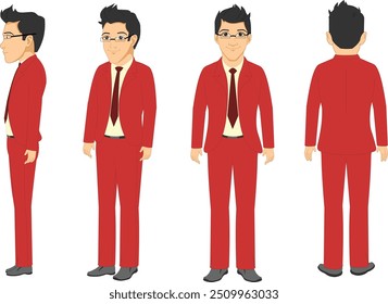 Man Turnaround Sheet. Indian Character Turnaround sheet. Front, Side, Back View Animated Character. Indian 2d Character Turnaround Sheet.