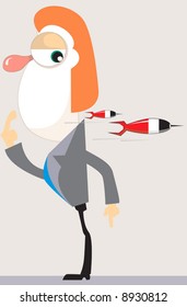A man is turning away from two arrows  	