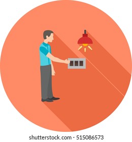 Man Turning Light On
