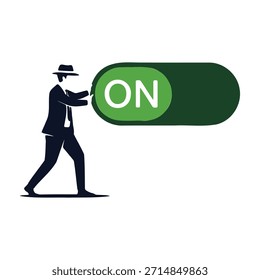 Homem ligando o interruptor para ativar ou ativar algo