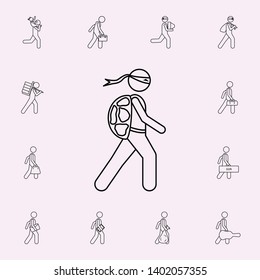 man with turtle shell illustration icon. Male Bag and luggage icons universal set for web and mobile