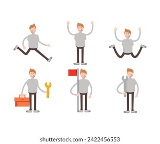 man in turtleneck shirt characters set vector illustration