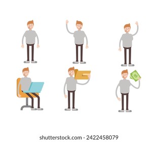 man in turtleneck shirt characters set vector illustration