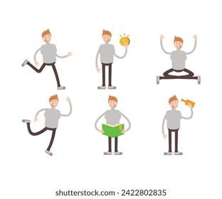 man in turtleneck shirt characters set vector illustration