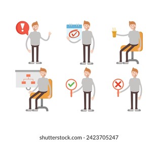 man in turtleneck shirt characters set vector illustration