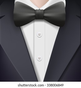 Man in a tuxedo with a bow tie. Stock vector illustration.