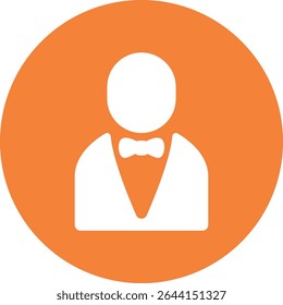 Man in Tuxedo Icon on Orange Background