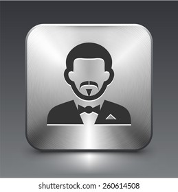 Man in Tuxedo on Silver Square Buttons