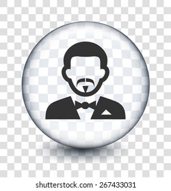 Man in Tuxedo on Transparent Round Buttons