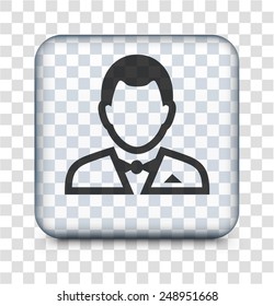 Man in Tuxedo on Transparent Square Buttons