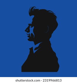 man in tuxedo portrait silhouette sideview, Vector isolated