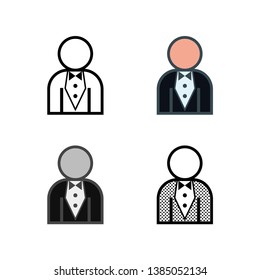 Man in Tuxedo Suit Icon in Different Color and Style
