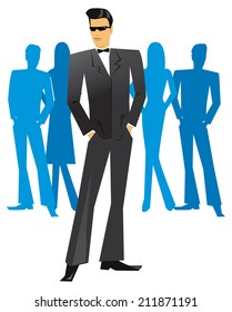 Man in tuxedo vector illustration