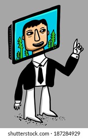 man with tv face 