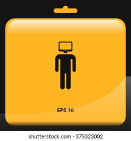 man with tv head icon. media head vector illustration