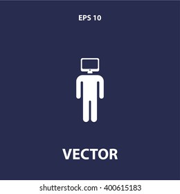 man with tv head icon. mediahead vector eps10 icon
