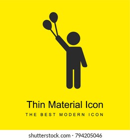 Man with Two Balloons bright yellow material minimal icon or logo design