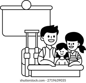 Un hombre y dos niños están sentados en un escritorio. El hombre está sonriendo y los niños también. La Imagen es sobre una familia que pasa tiempo juntos
