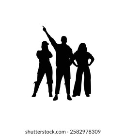  a man and two girls dancing Vector illustration.