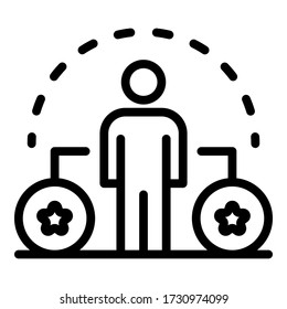 Man and two stars in a circle icon. Outline man and two stars in a circle vector icon for web design isolated on white background