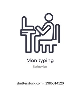 man typing outline icon. isolated line vector illustration from behavior collection. editable thin stroke man typing icon on white background