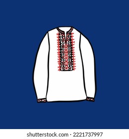 Man Ukraine Embroidery Shirt. Vector Illustration of Sketch Doodle Hand drawn Cultural Clothes. svg