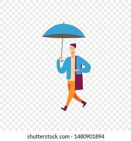 A man with an umbrella. Abstract image. Autumn.
