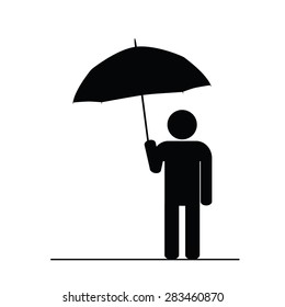 man with umbrella black art vector