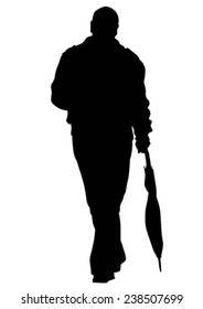 Man with an umbrella on a white background