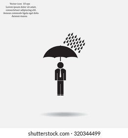 a man with an umbrella in the rain